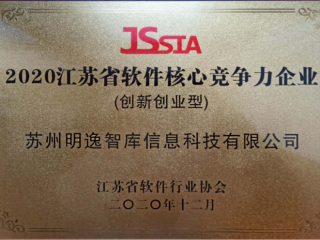 明逸智庫入選2020江蘇省軟件核心競爭力（創新創業型）企業名單